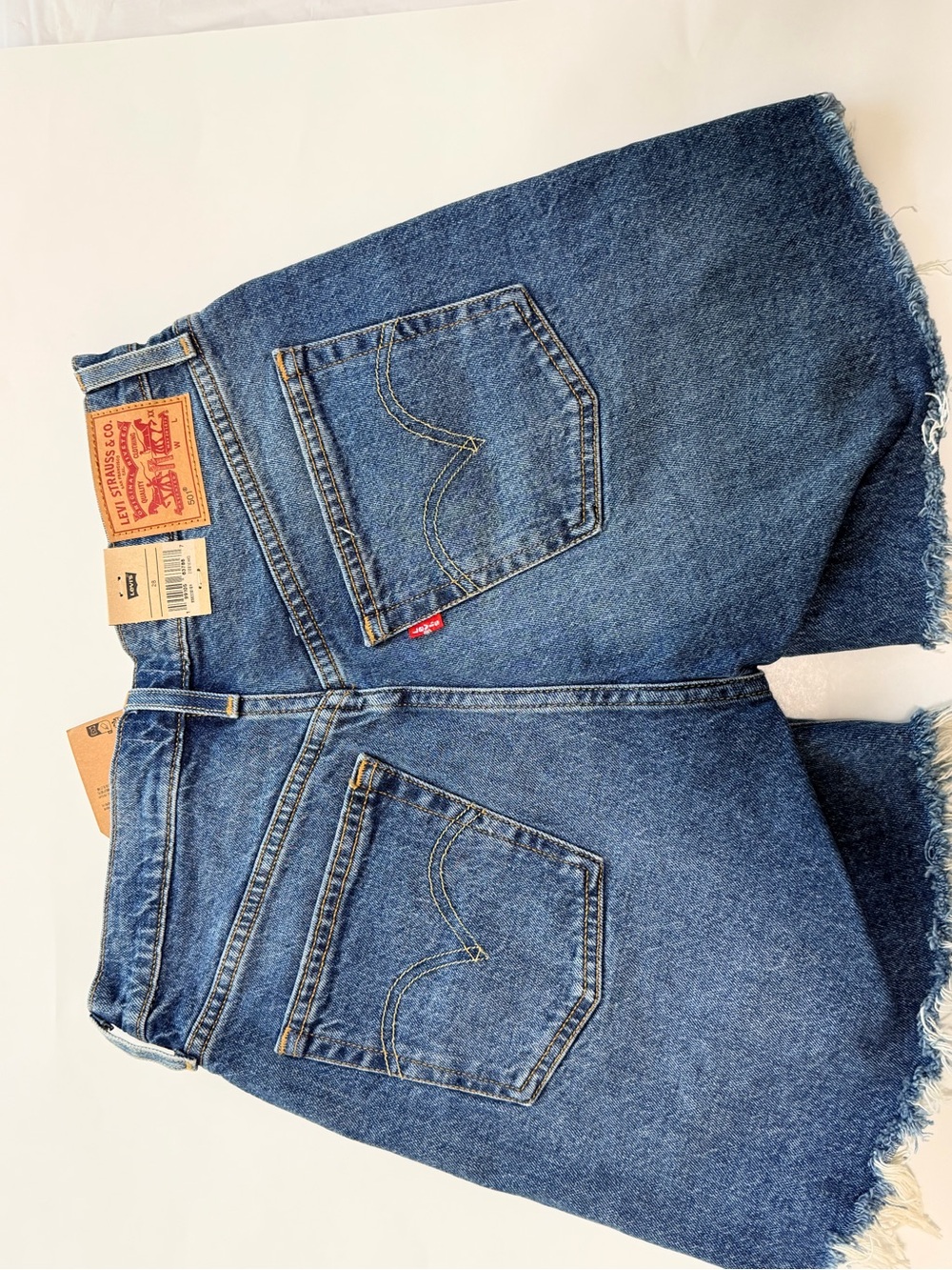 Levi’s Women’s 501 Mid-Thigh Shorts Size 28 Blue Denim High Rise NWT - Picture 5 of 16